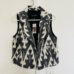 NWT Karen Kane Cotton Black/White Motorcycle Vest w/Zipper Detail - $198 Size S